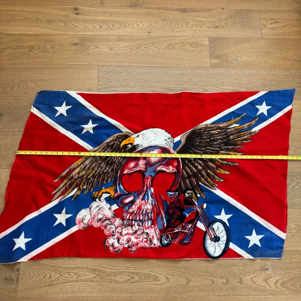 Vintage Biker Tapestry Rebel Flag Skull Eagle Motorcycle‎ Wall Hanging 53x33